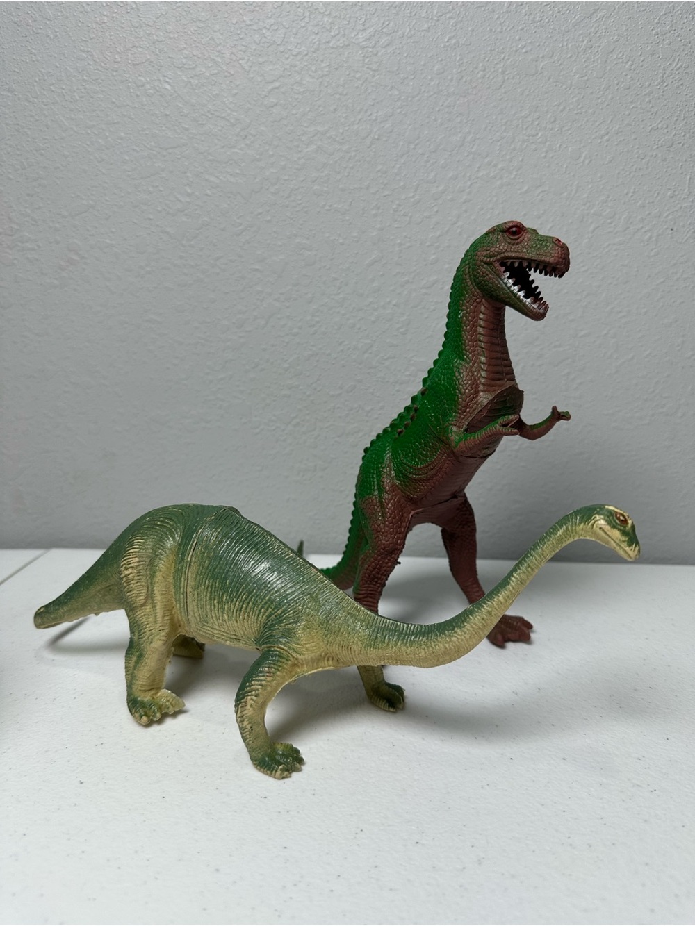 Green and Brown Dinosaur Toy Figures Set Imperial 1985